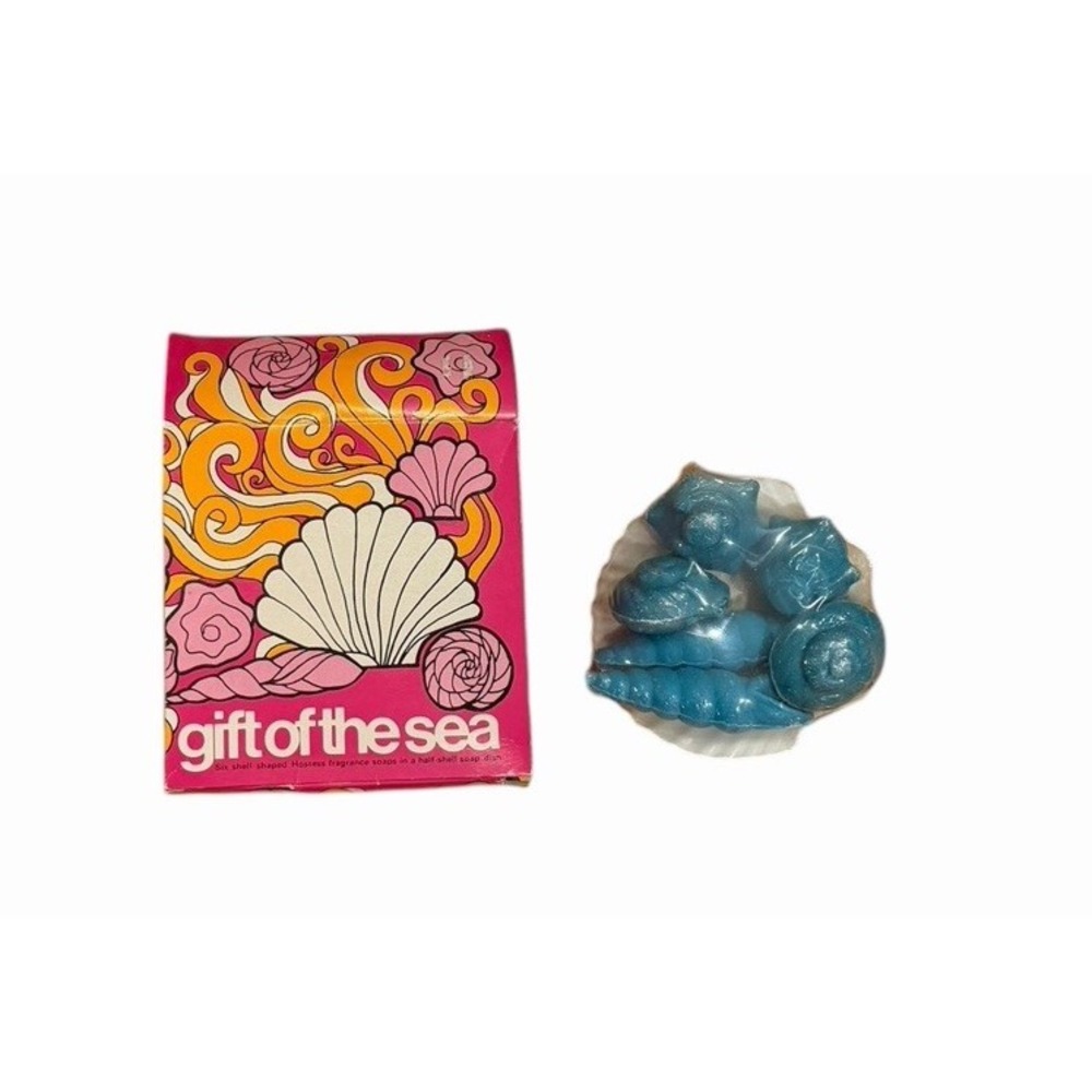 🧼 Vtg Enesco Gift Of The Sea Soap Dish & 6 Soaps, NIB, Beach, Coastal, Shell